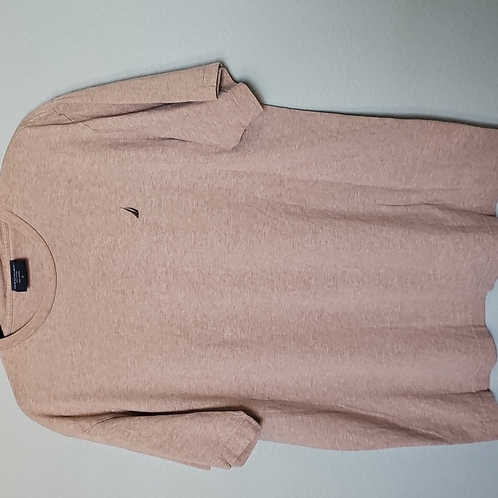 Men's Neutral Oatmeal Tan 100% Cotton Nautica T-Shirt Medium